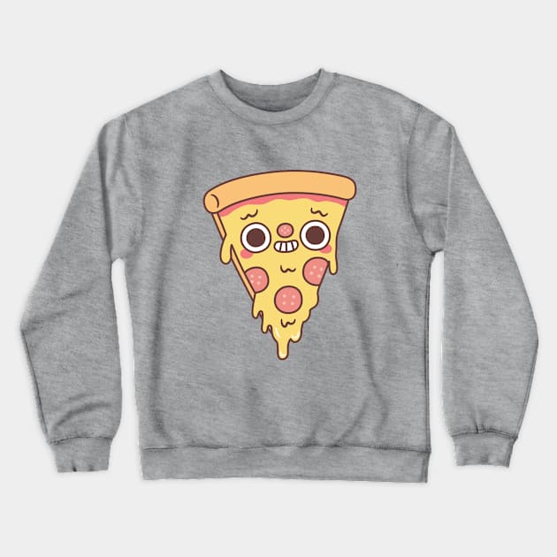 Funny Pizza With Smirk Smile Crewneck Sweatshirt by rustydoodle